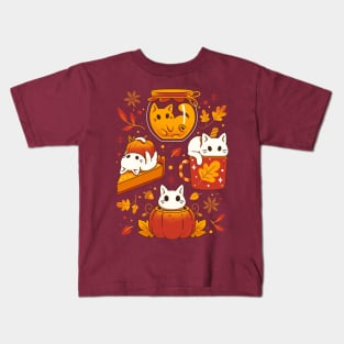 Pumpkin Party Kittens - Fall Cats Kids T-Shirt